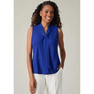 Womens New York & Co. Tie Neck Sleeveless Blouse, Classic Drape Sleeveless Top